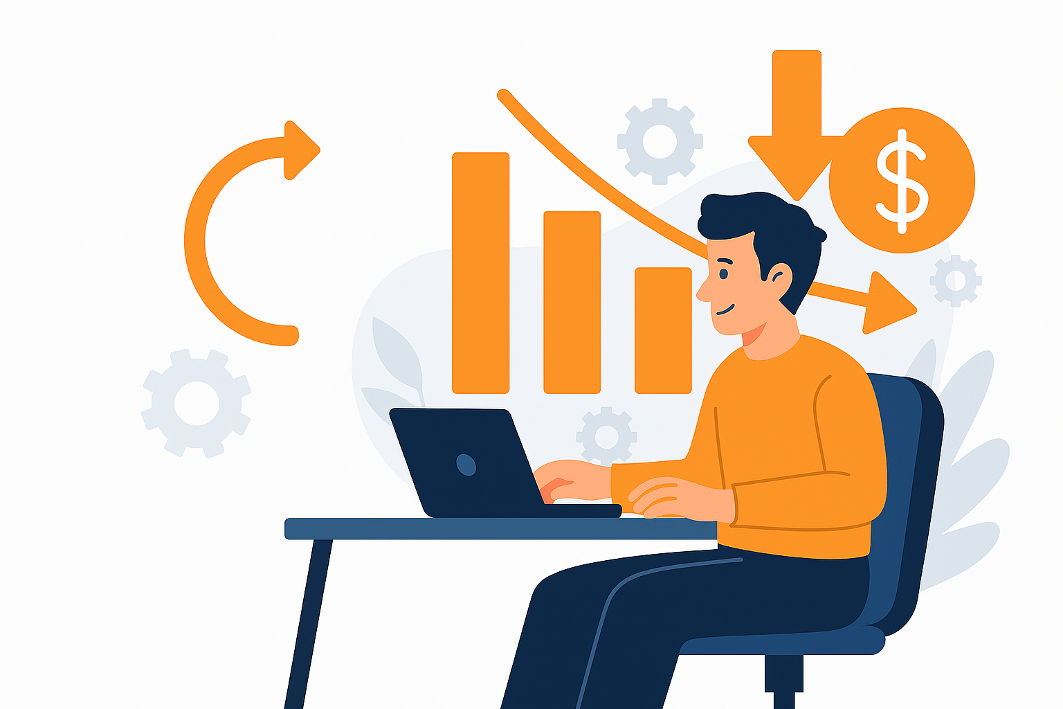 Ilustração de Economia e Otimização de Custos